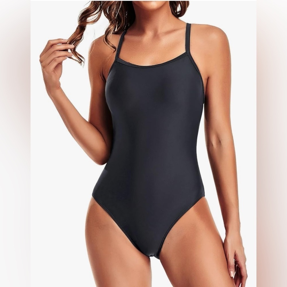 Tempted Black One Piece Swimsuit with Spaghetti Straps